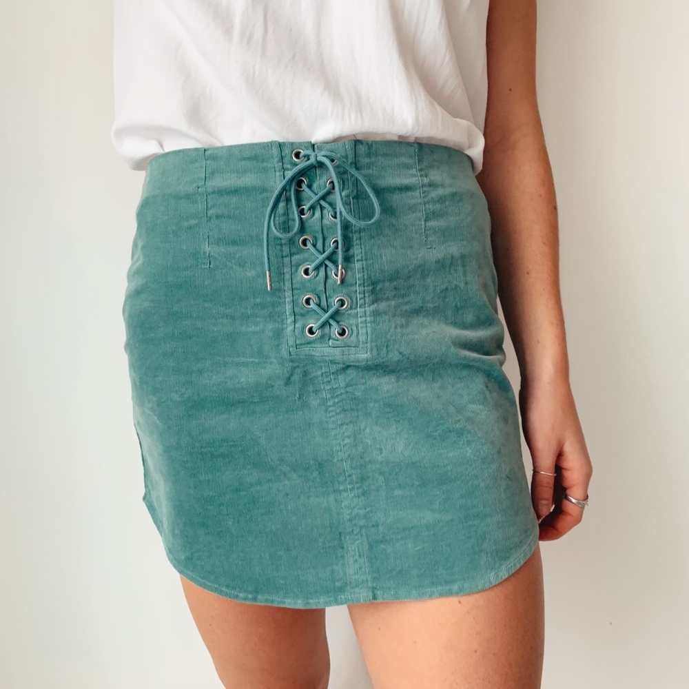teal corduroy skirt Forever 21 size M